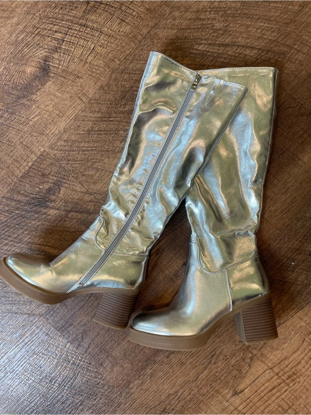 Metallic Knee High Boots